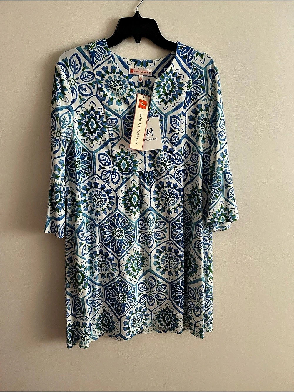 Jude Connally Megan Dress Blue & White XL NWT